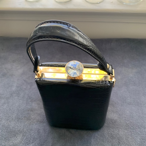Mini Croc Handbag with Sparkle Clasp - Picture 8 of 10